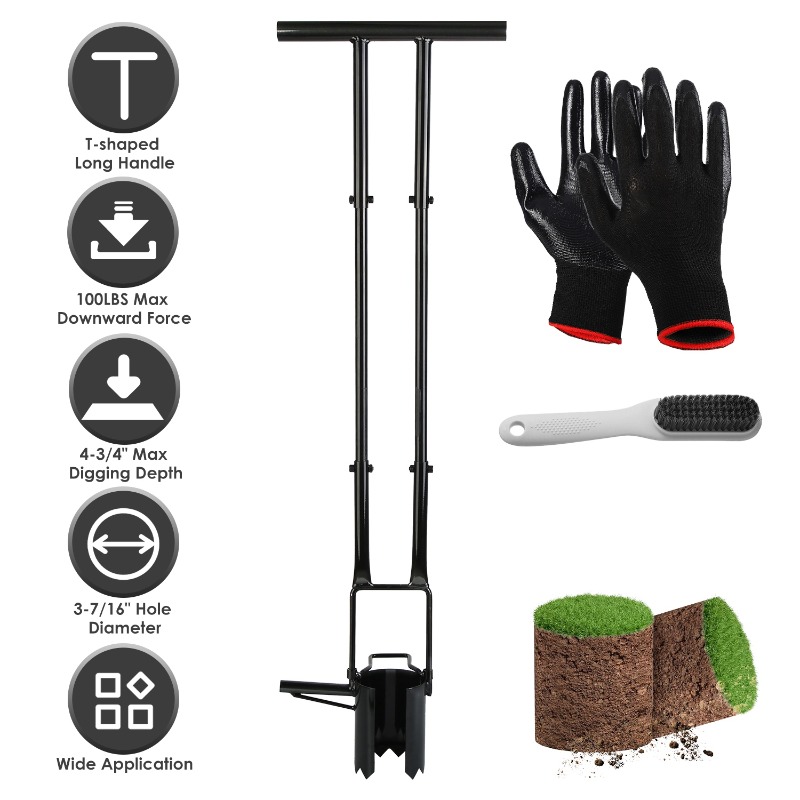 Gardening Tools For Weeds - Multifunctional Bulb Planter Tool, Long Handle