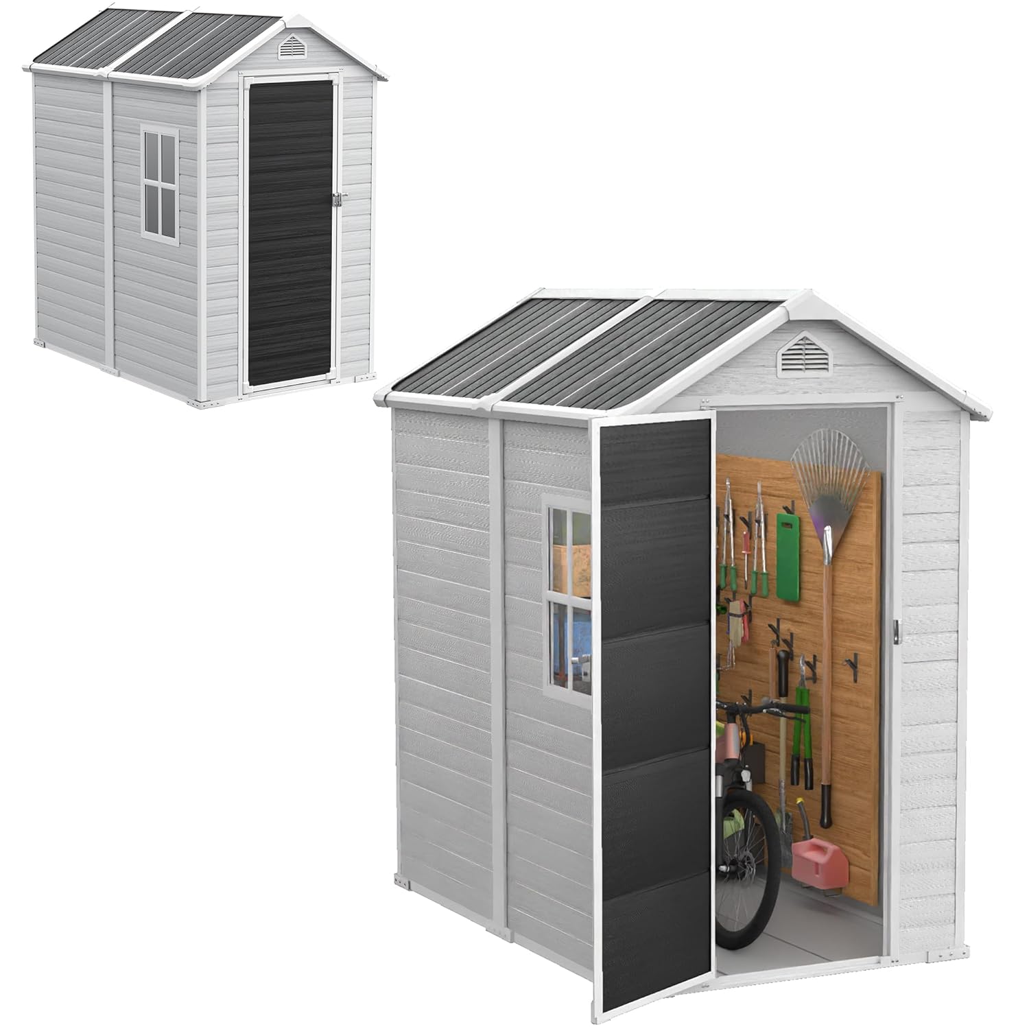Gardening Tools - 4x6 FT Plastic Storage Shed Waterproof