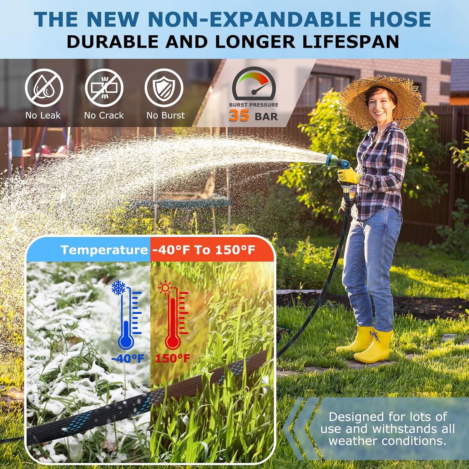 150 ft Non-Expanding Garden Ho - Garden Hose Nozzle recension och pris