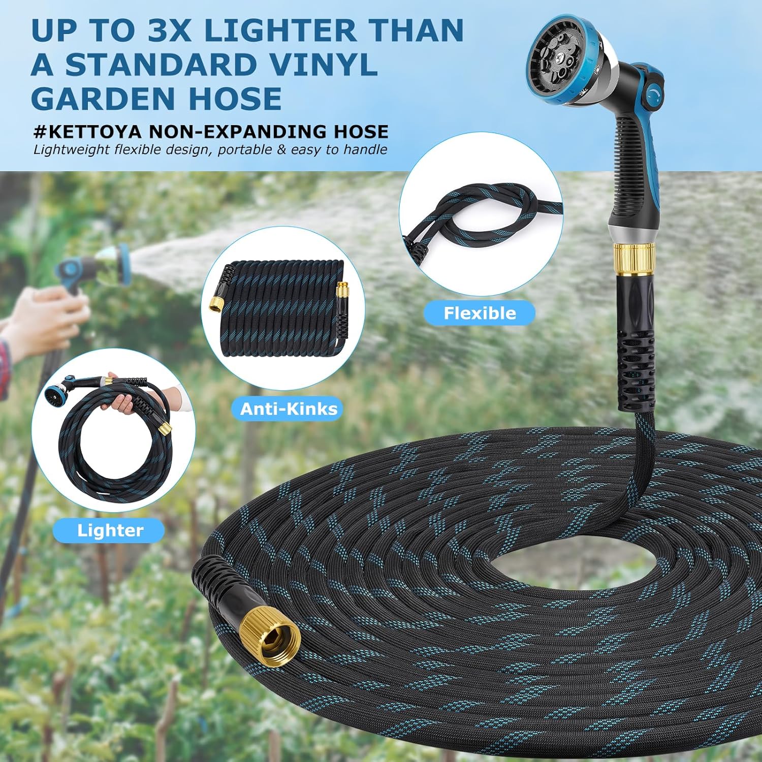 150 ft Non-Expanding Garden Ho - Garden Hose Nozzle recension och pris