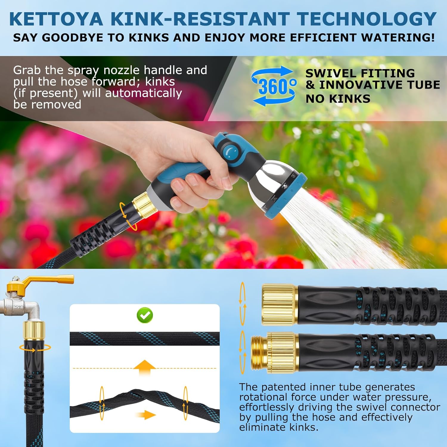 150 ft Non-Expanding Garden Ho - Garden Hose Nozzle recension och pris