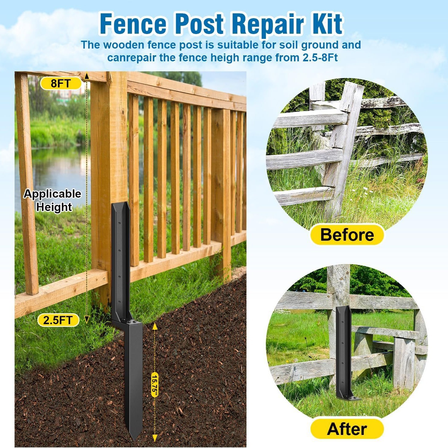 2PCS Fence Repair Anchor Fence - Gardening Tools Kit For Home Garden recension och pris