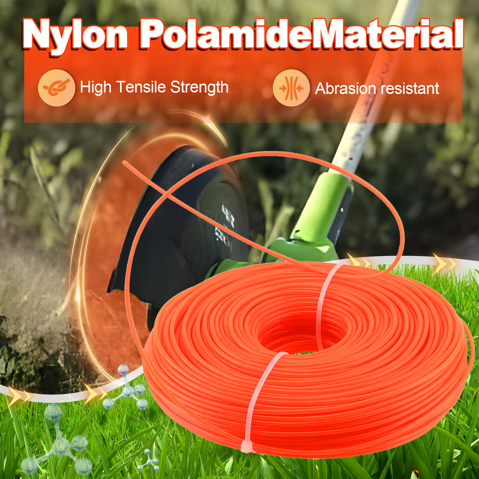 1.6mm～3mm*15M Round Nylon Trim - Gardening Tools Basic recension och pris