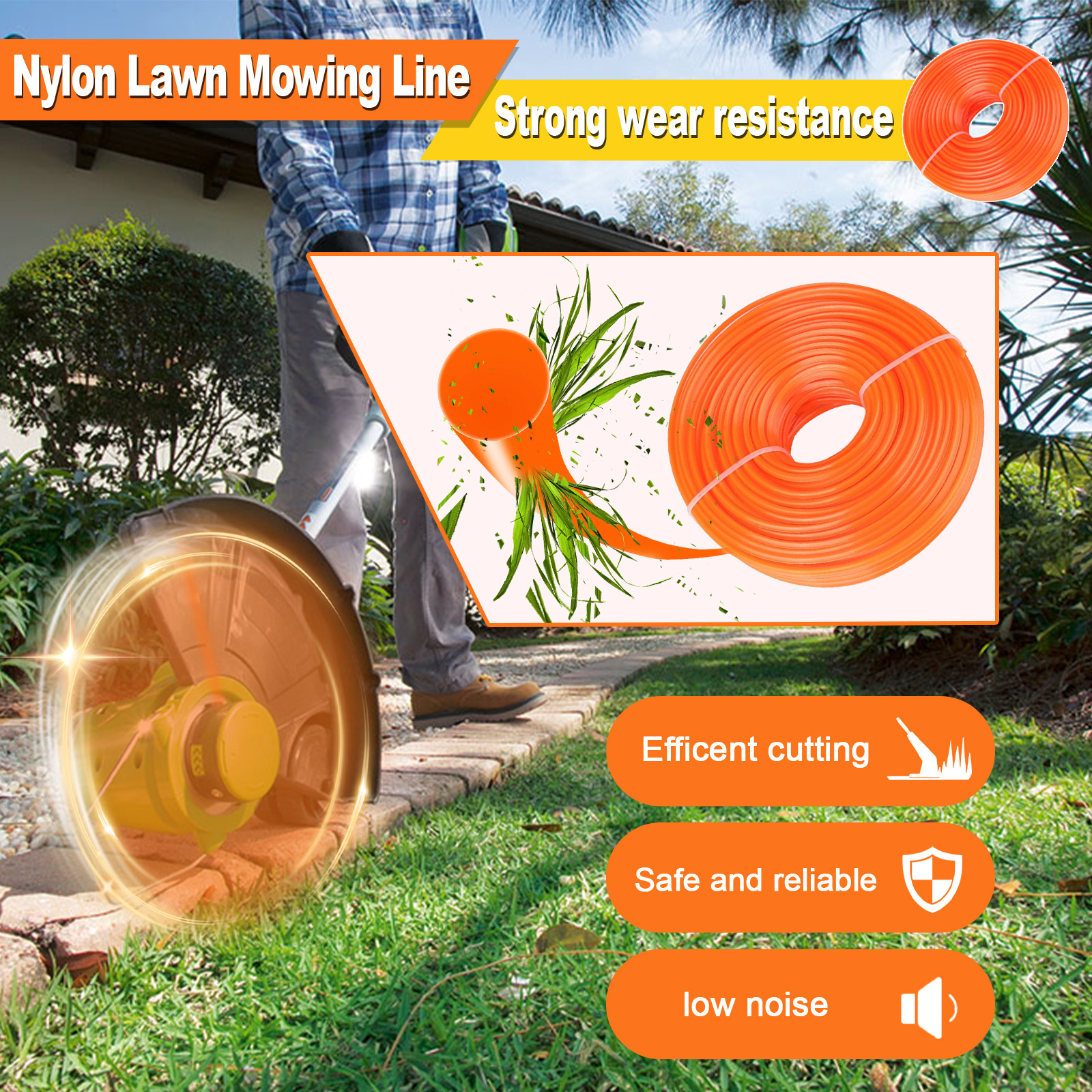1.6mm～3mm*15M Round Nylon Trim - Gardening Tools Basic recension och pris