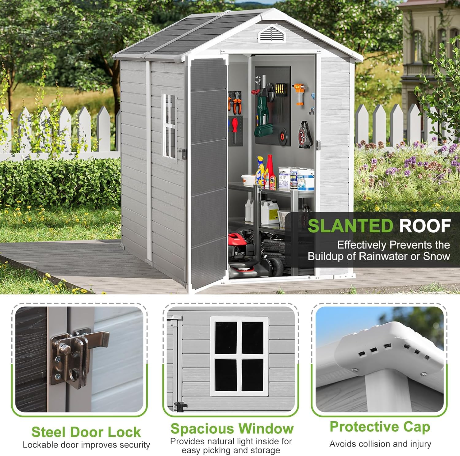 4x6 FT Plastic Storage Shed Wa - Gardening Tools recension och pris