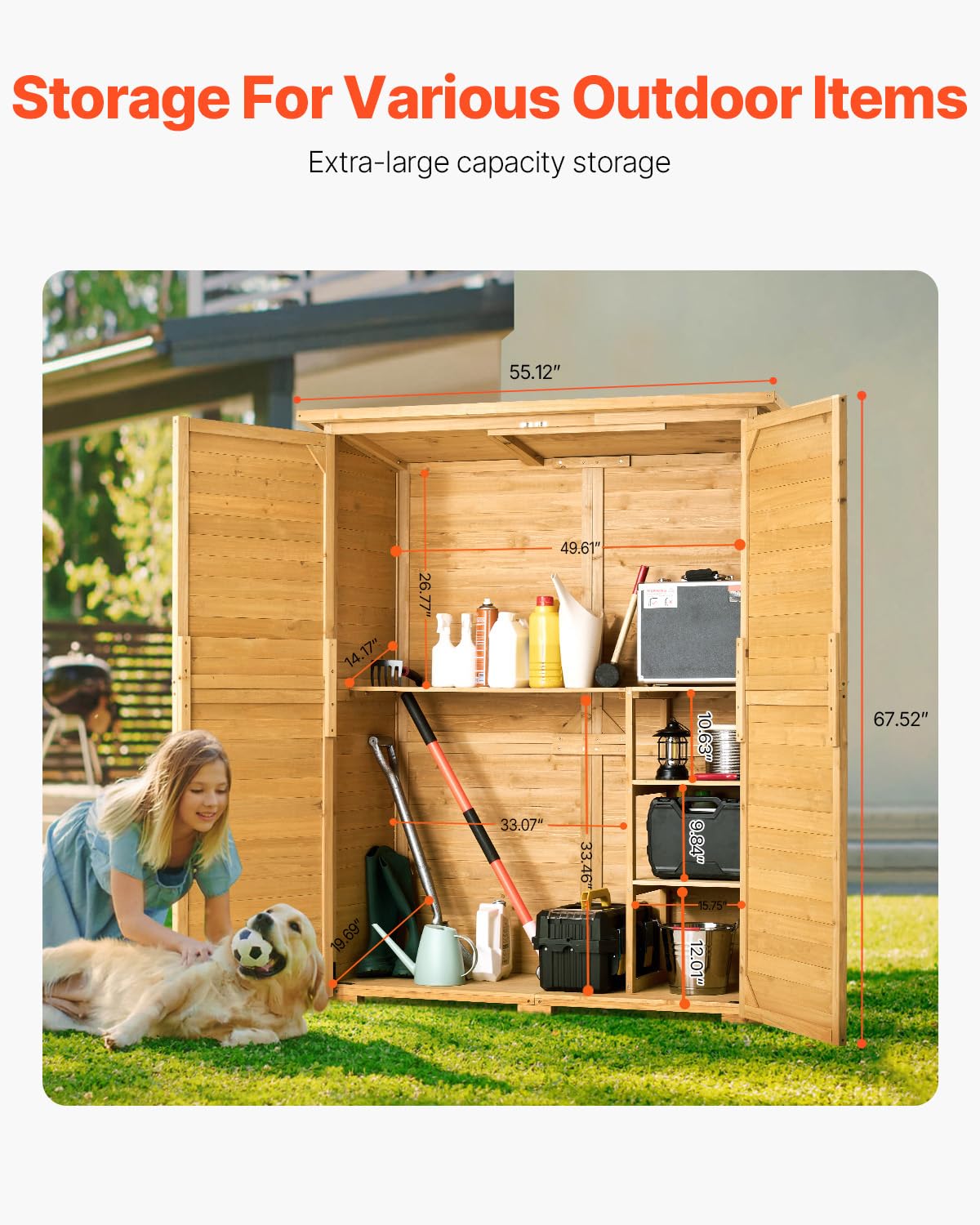 Large Wooden Outdoor Storage S - Gardening Tools recension och pris