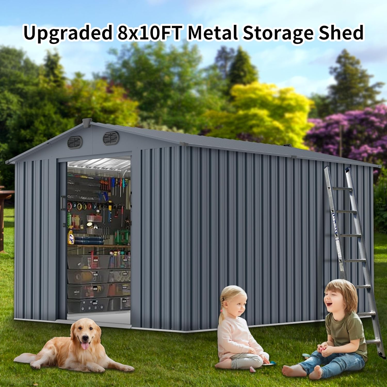 Outdoor Storage Shed 8x10 FT w - Gardening Tools recension och pris