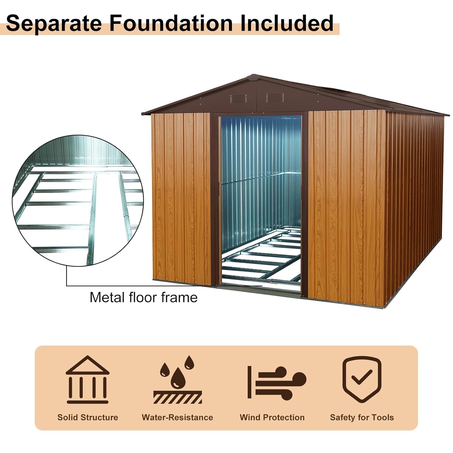 8x10 FT Outdoor Storage Shed,  - Gardening Tools recension och pris