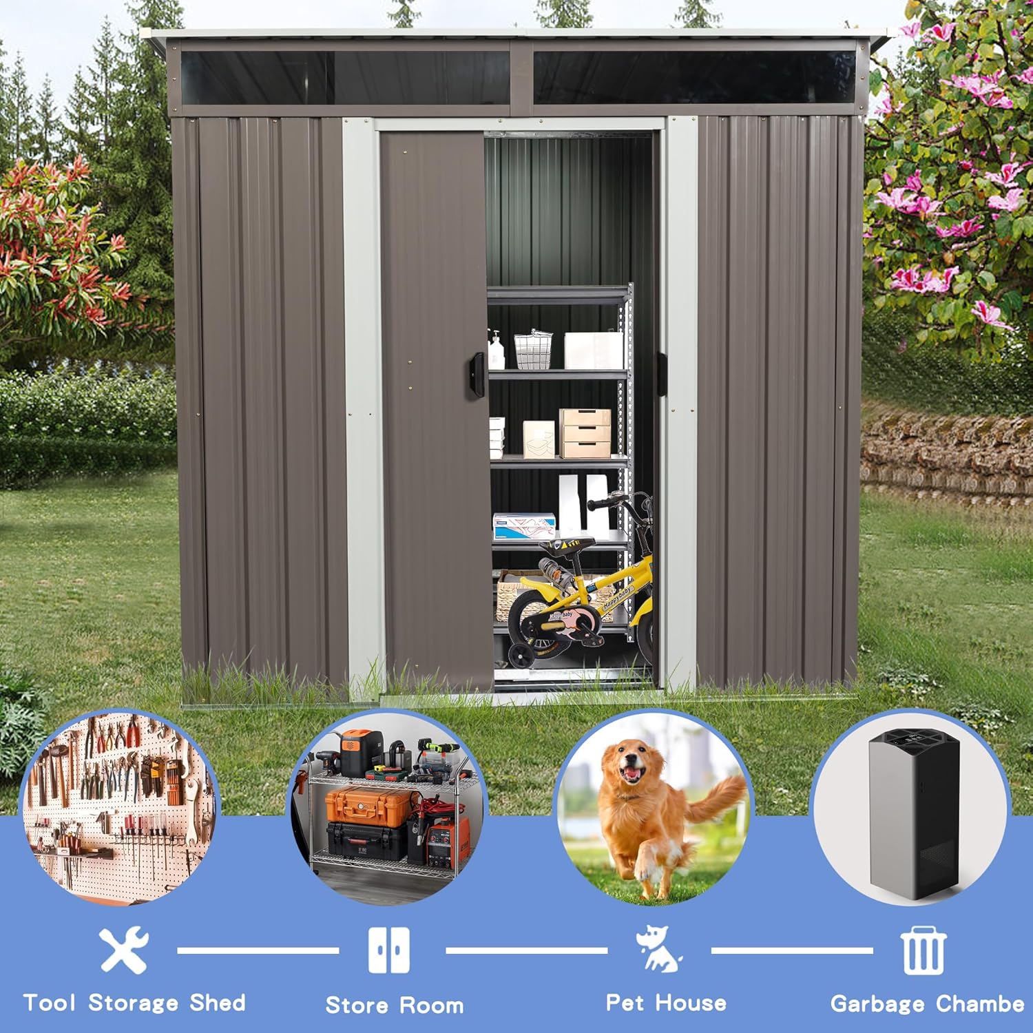 6X5 FT Outdoor Storage Shed, W - Gardening Tools recension och pris