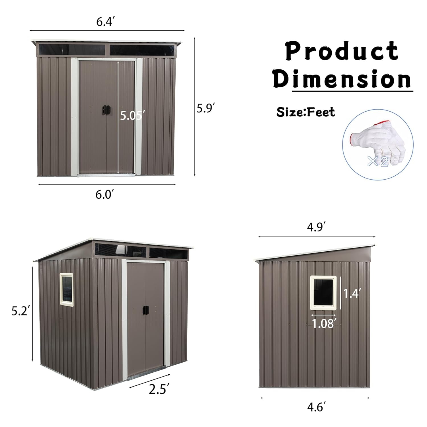 6X5 FT Outdoor Storage Shed, W - Gardening Tools recension och pris